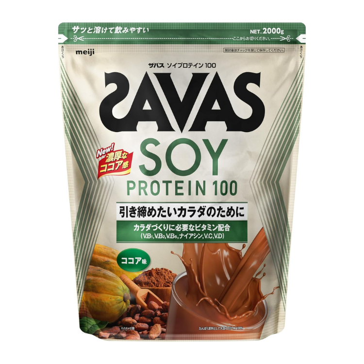 明治 SAVAS 100%大豆蛋白粉 2000g 大容量 (可可風味/可可味)