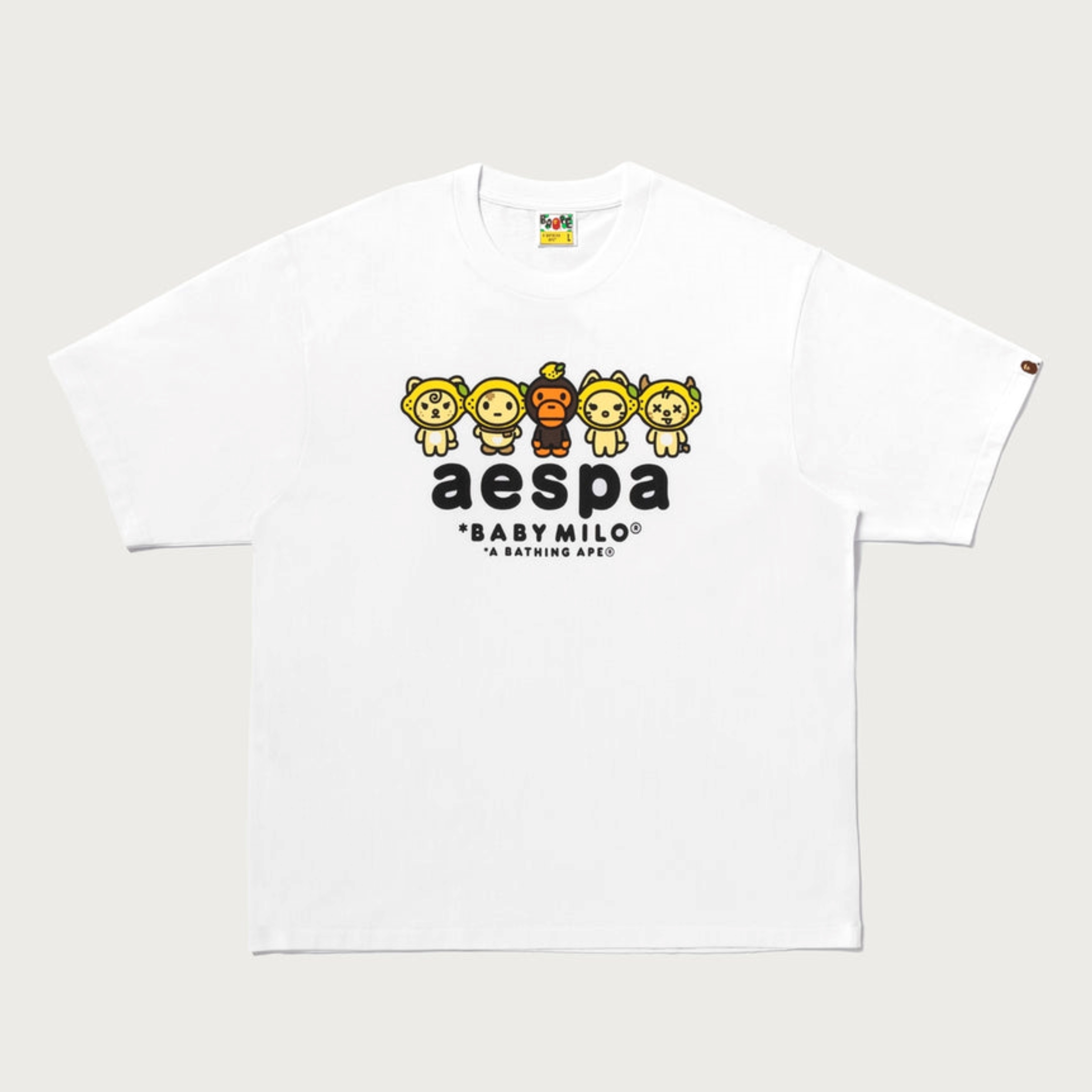 2026AW A BATHING APE BAPE X AESPA BABY MILO LEMONADE RELAXED FIT TEE 檸檬 KPOP 韓團 聯名 寬版 短T 現貨