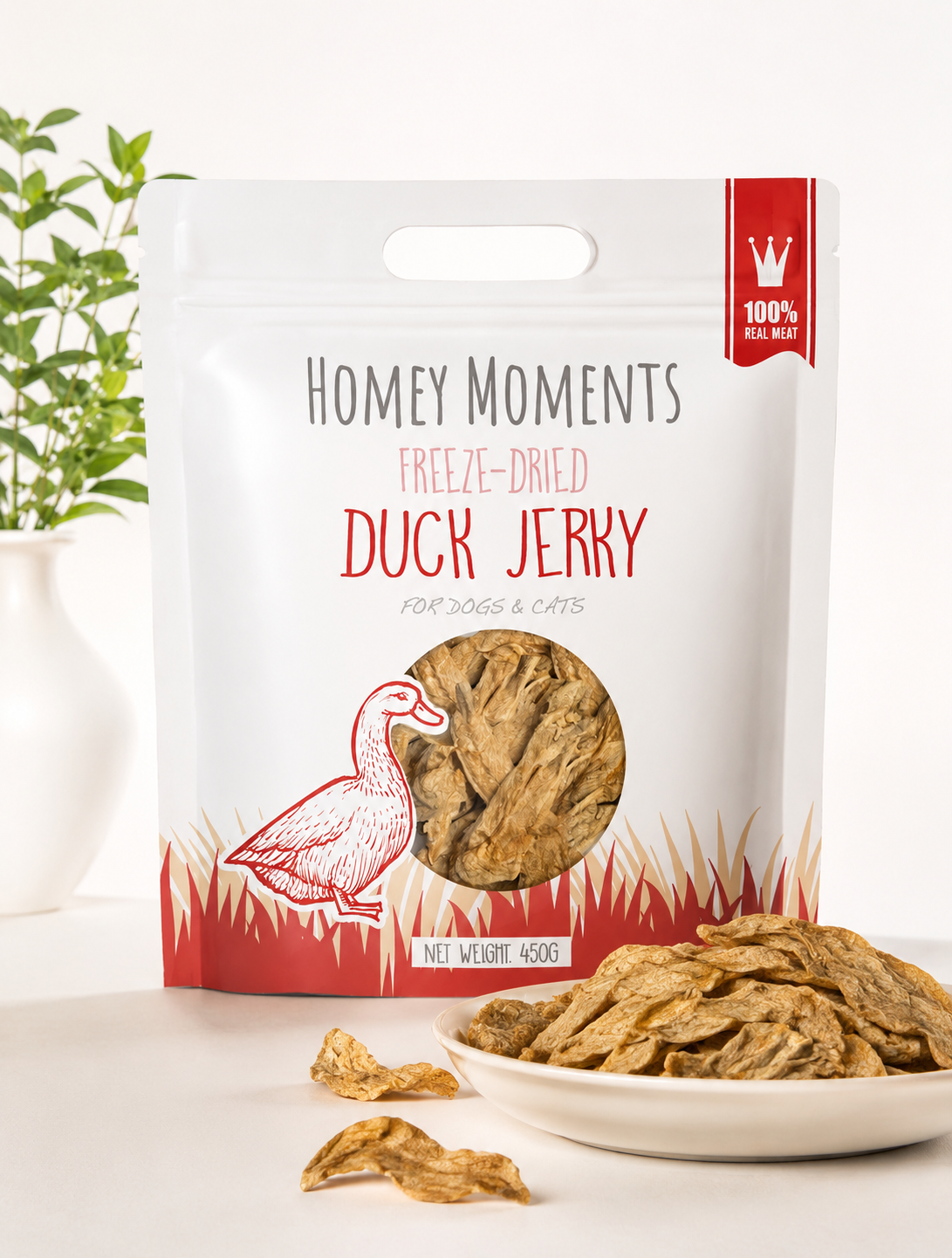 Homey Moments 凍乾鴨肉條貓狗小食 (家庭裝 450g)