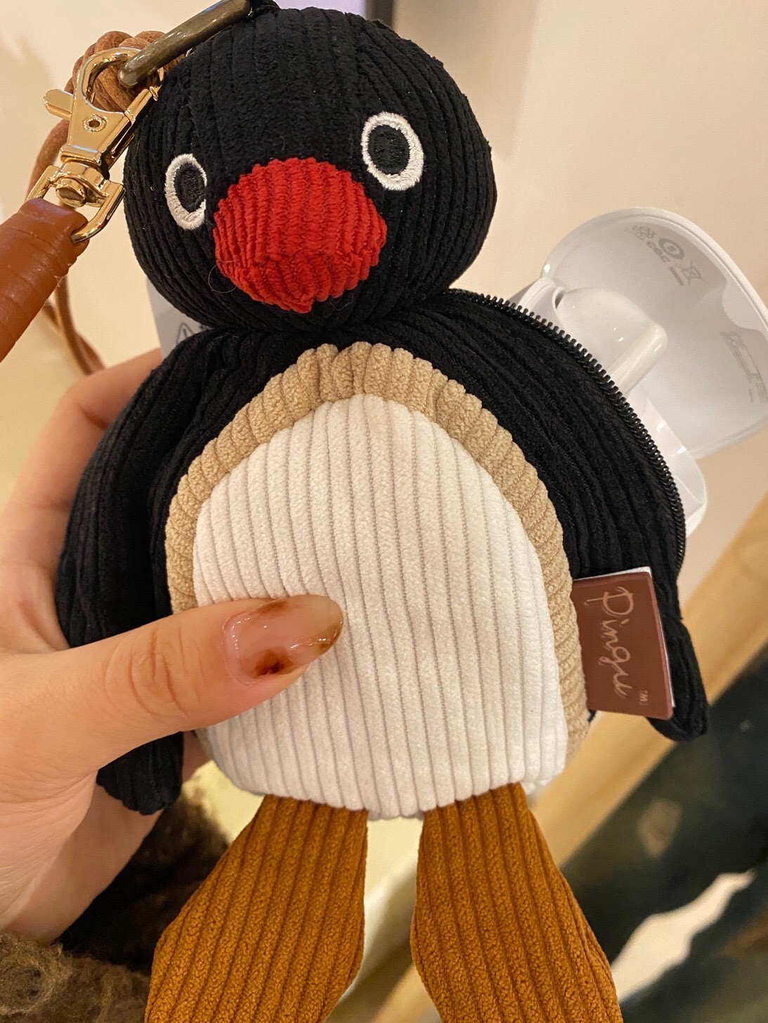 PINGU 企鵝家族 復古燈芯絨 耳機包零錢包