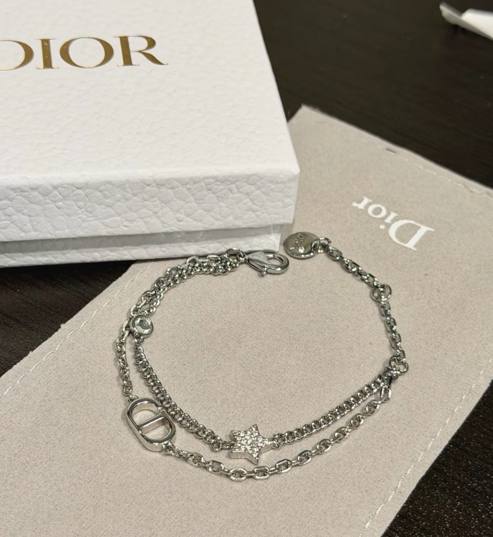 Dior Petit CD Double Bracelet 銀色 星星雙鏈手鍊