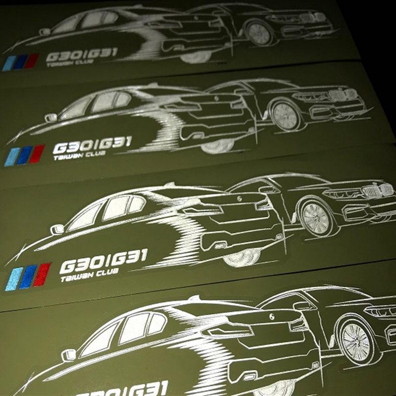 透明底反光貼紙客製化範例 BMW G30 G31 Taiwan Club 車貼