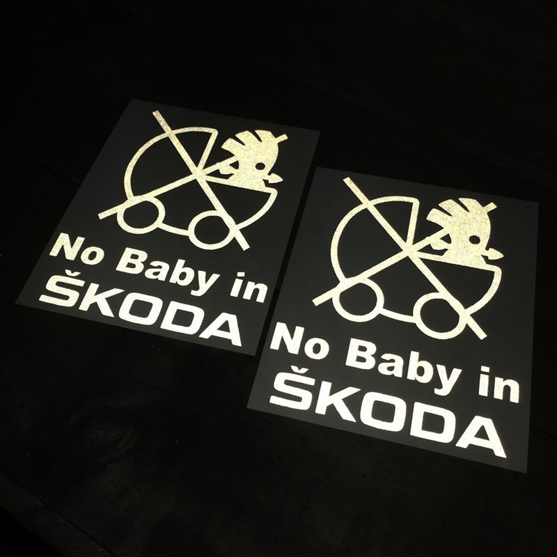 簍空無底反光貼紙客製化範例 No Baby in Skoda