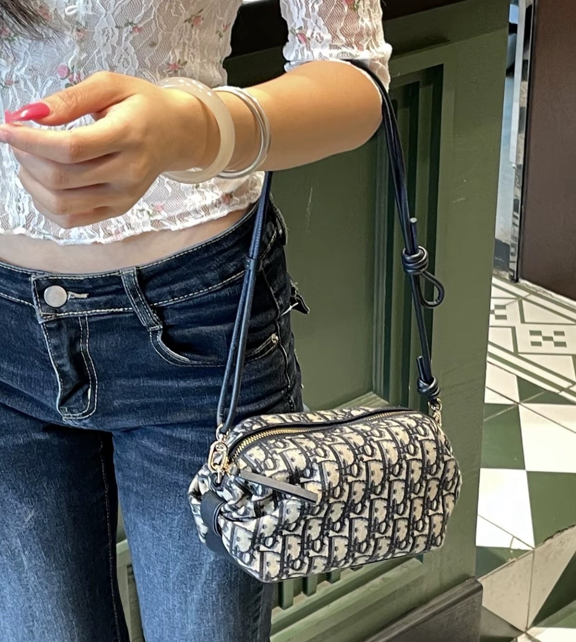 Dior Bow Oblique 黑色蝴蝶結老花小袋