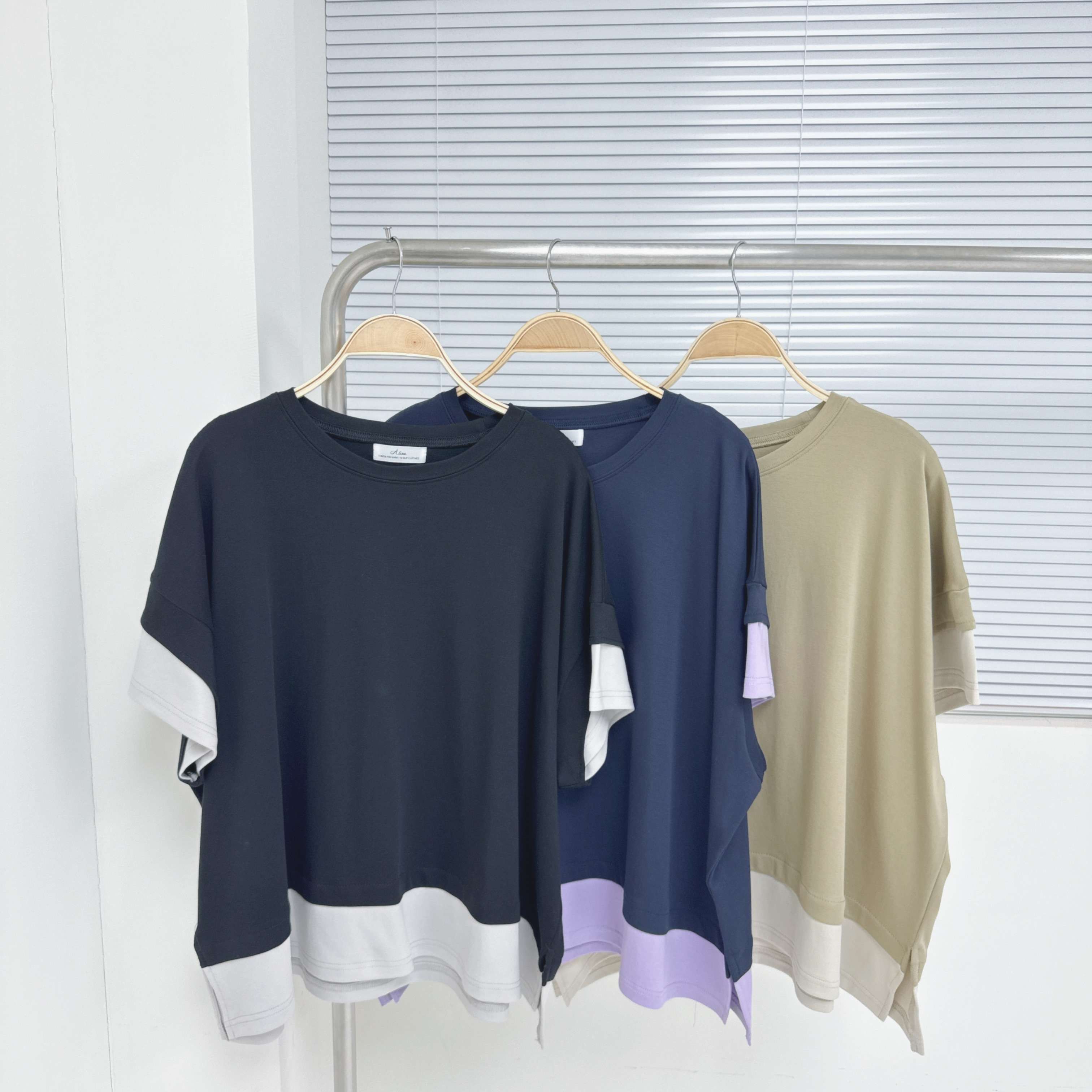 【廠家制】拼色寛鬆短袖TOP (A4-A6)