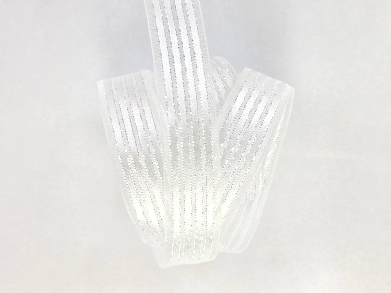 綢緞條紋珠光網紗/15mm
