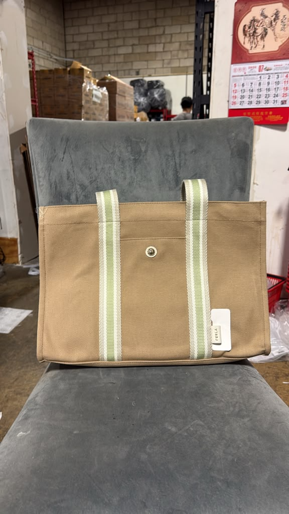 DI151 Furla Duna 帆布拼色 Tote 杏色 42x29cm
