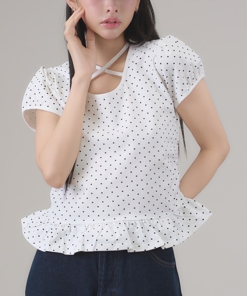 apres jour mignon / Frilled hem choker T-shirt