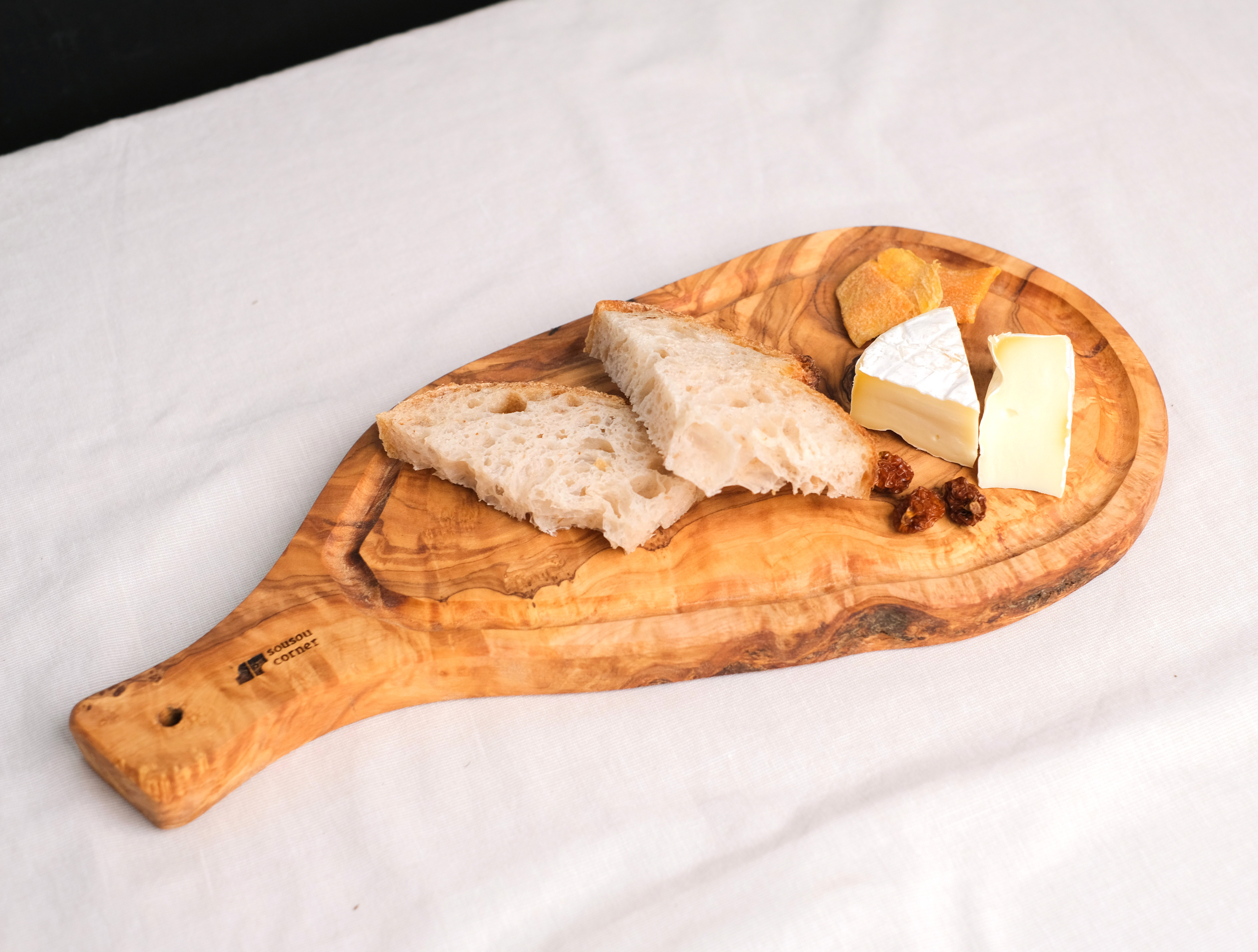 Olive Wood｜橄欖原木 - 單柄砧板點心盤(附溝槽) - 30cm｜Tunisia