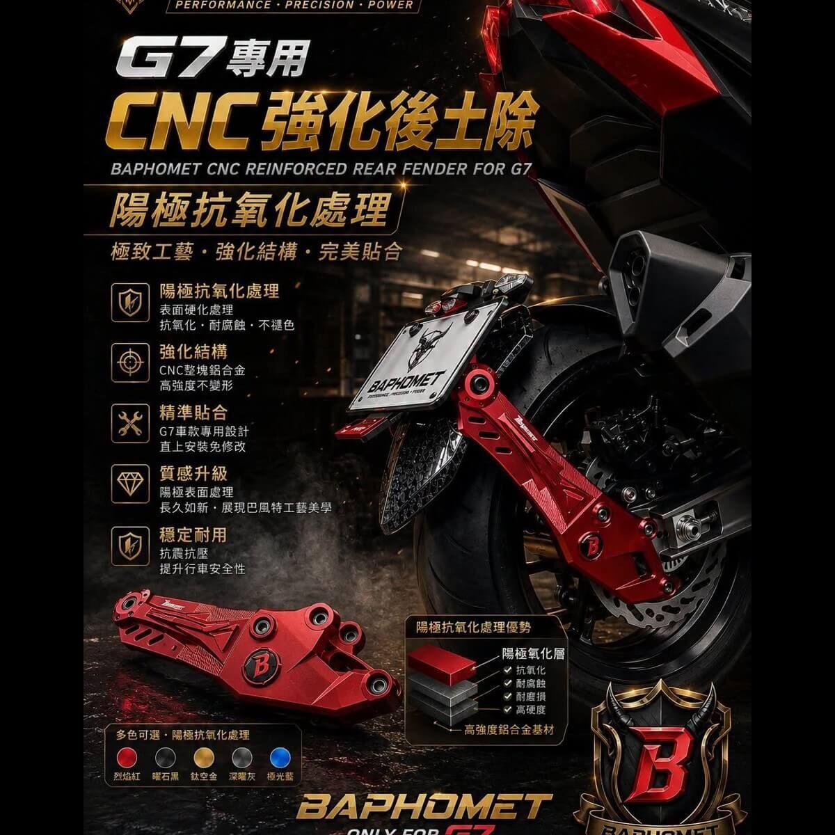 巴風特 G7 鋁合金 CNC 後土除