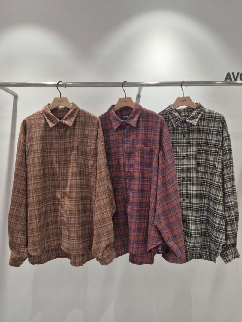 格仔長袖恤衫 AVOIR-027S