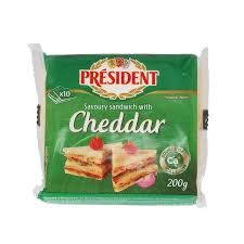 [Chilled] President cheddar sandwich slice cheese 200g