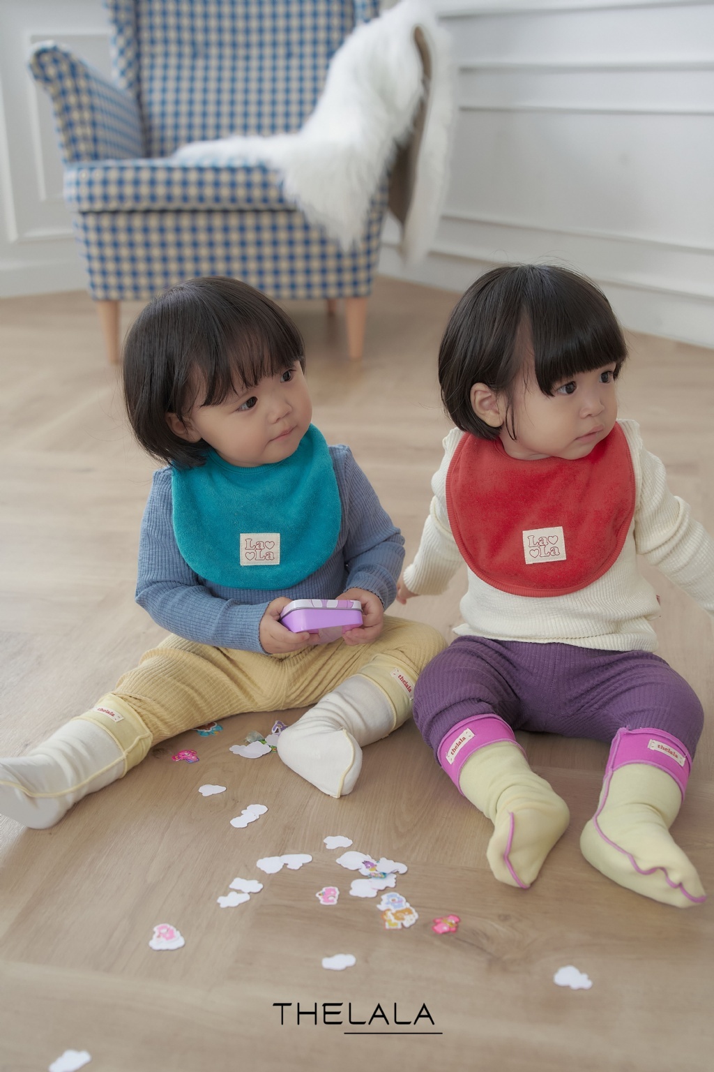 正韓秋Lalla 嫩嬰五色小標圍兜兜