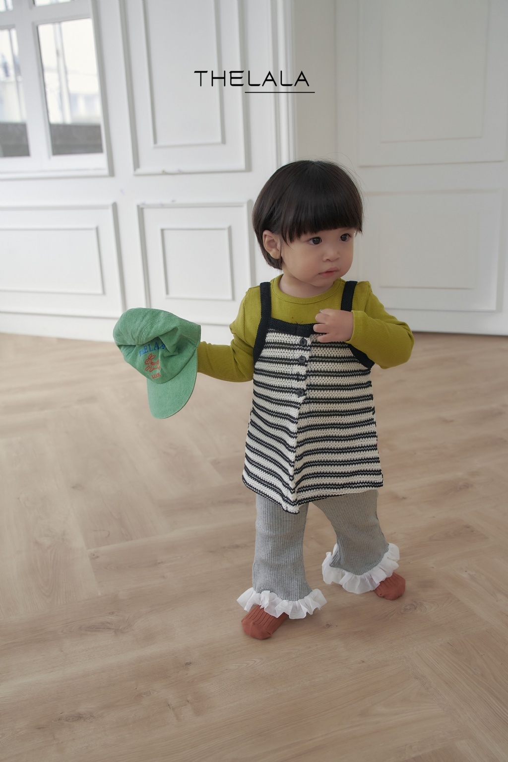 正韓秋Lalla 疊穿橫條針織背心