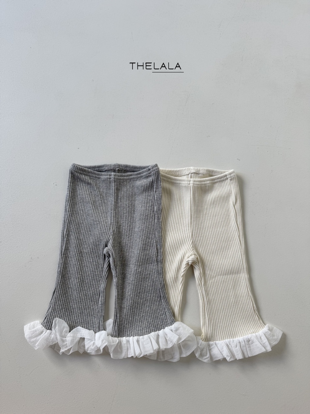 正韓秋Lalla 直條花邊喇叭褲