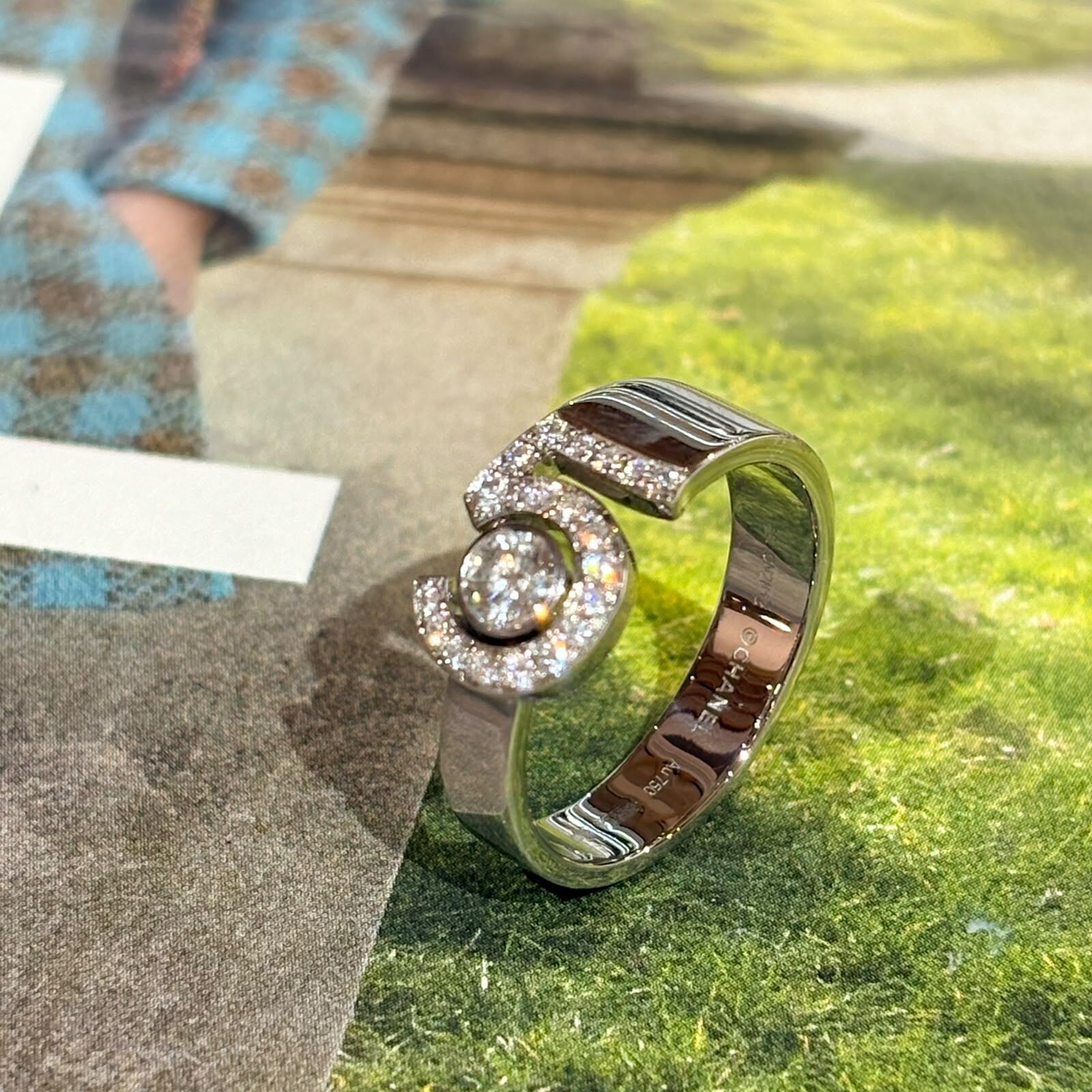 全新CHANEL ETERNAL N°5 RING 戒指56碼,  J12002, 18K白金鑽石 0.25ct,香奈兒高級珠寶,NO.5介子,#BRAND NEW #香榭站正品