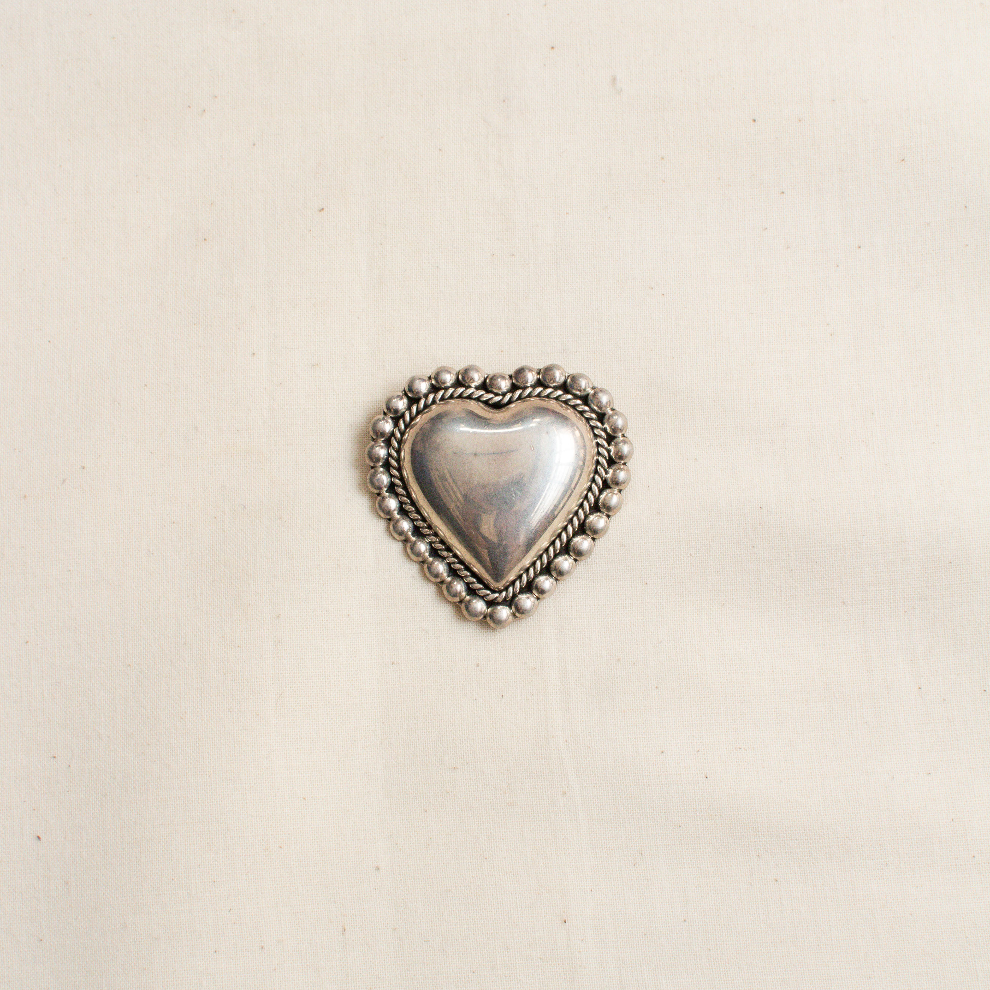 MEXICO STERLING SILVER BROOCH 墨西哥 手工 愛心 純銀 胸針 A