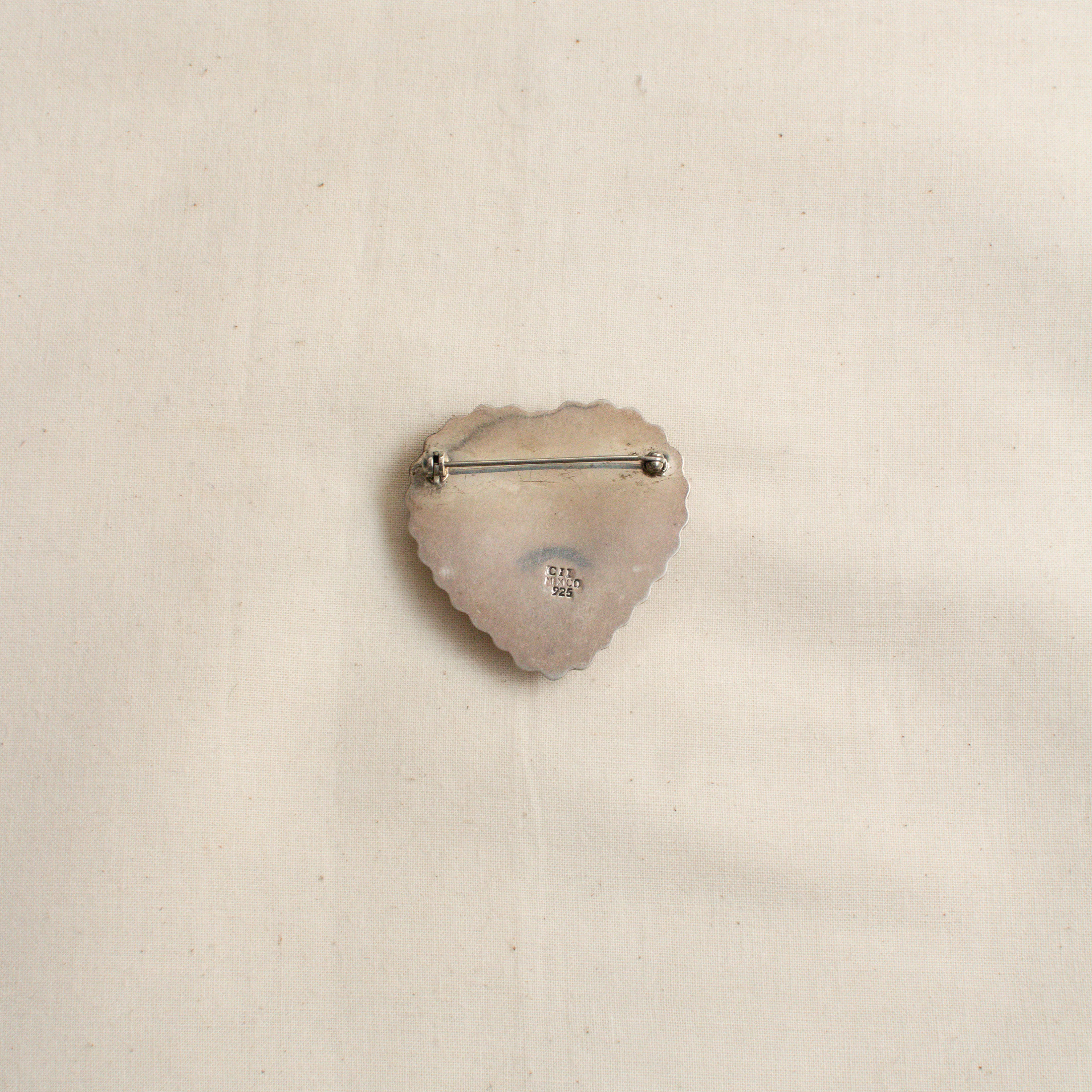 MEXICO STERLING SILVER BROOCH 墨西哥 手工 愛心 純銀 胸針 A