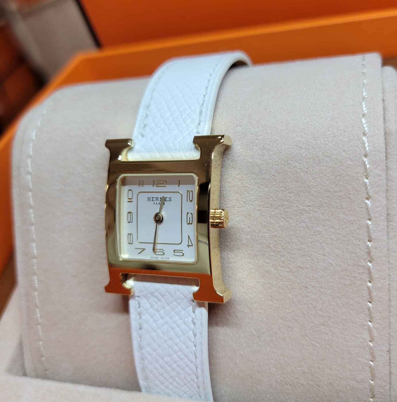 Hermes heure H BLANC F watch SMALL MODEL EPSOM