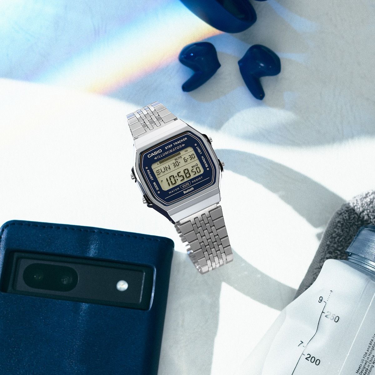 Casio 藍牙 計步 方形復古跳字錶 ABL-100WE-2A