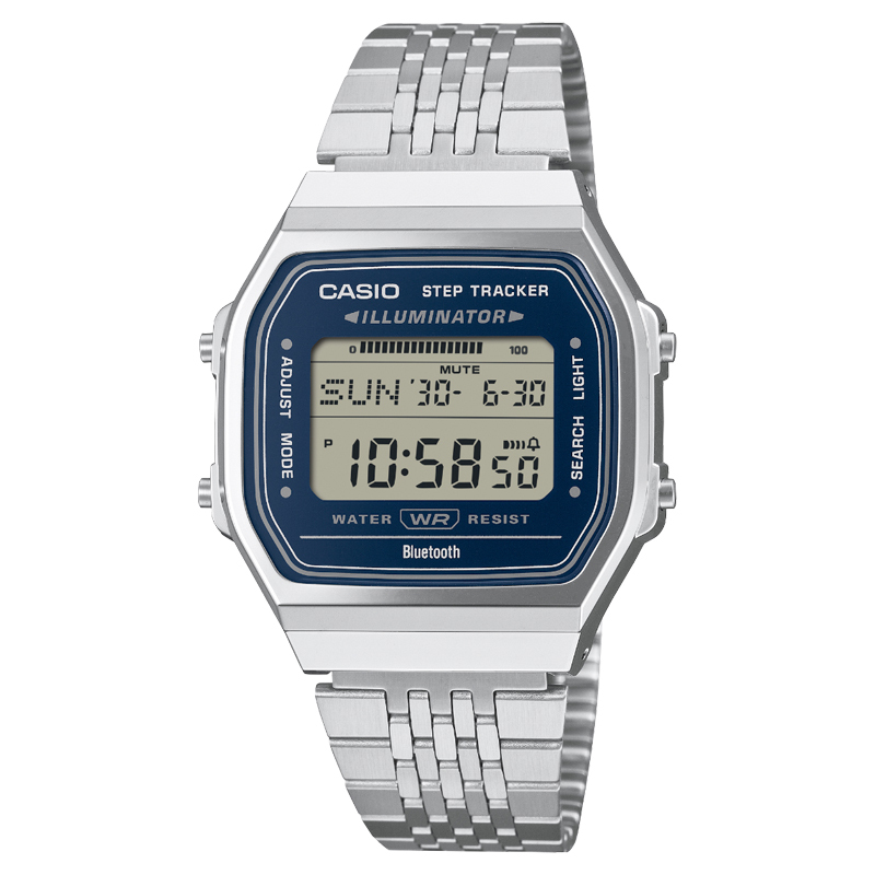 Casio 藍牙 計步 方形復古跳字錶 ABL-100WE-2A