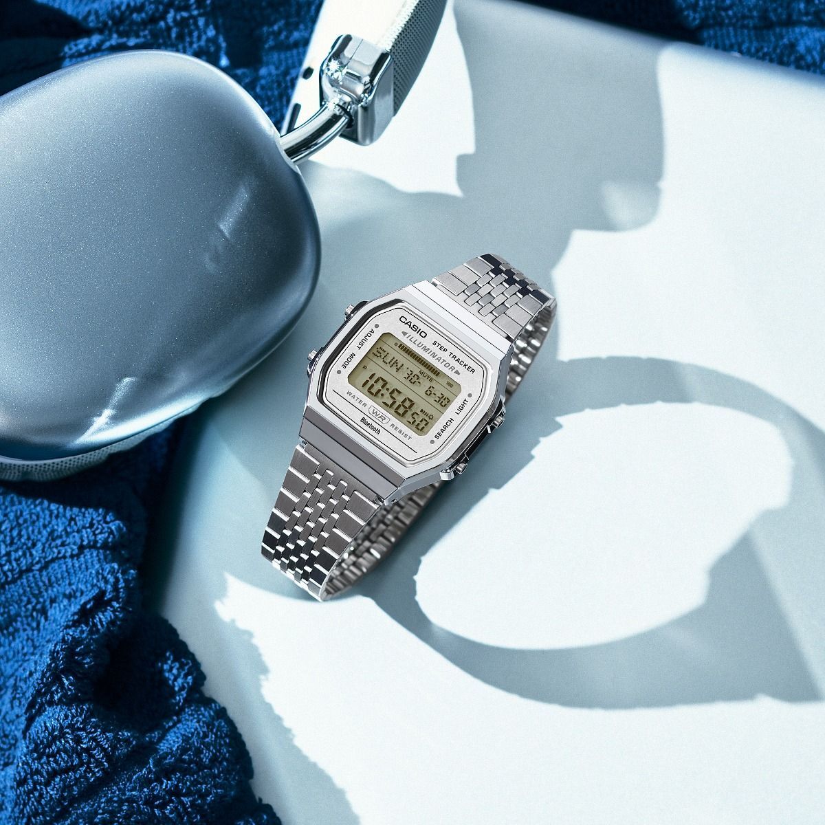 Casio 藍牙 計步 方形復古跳字錶 ABL-100WE-7A