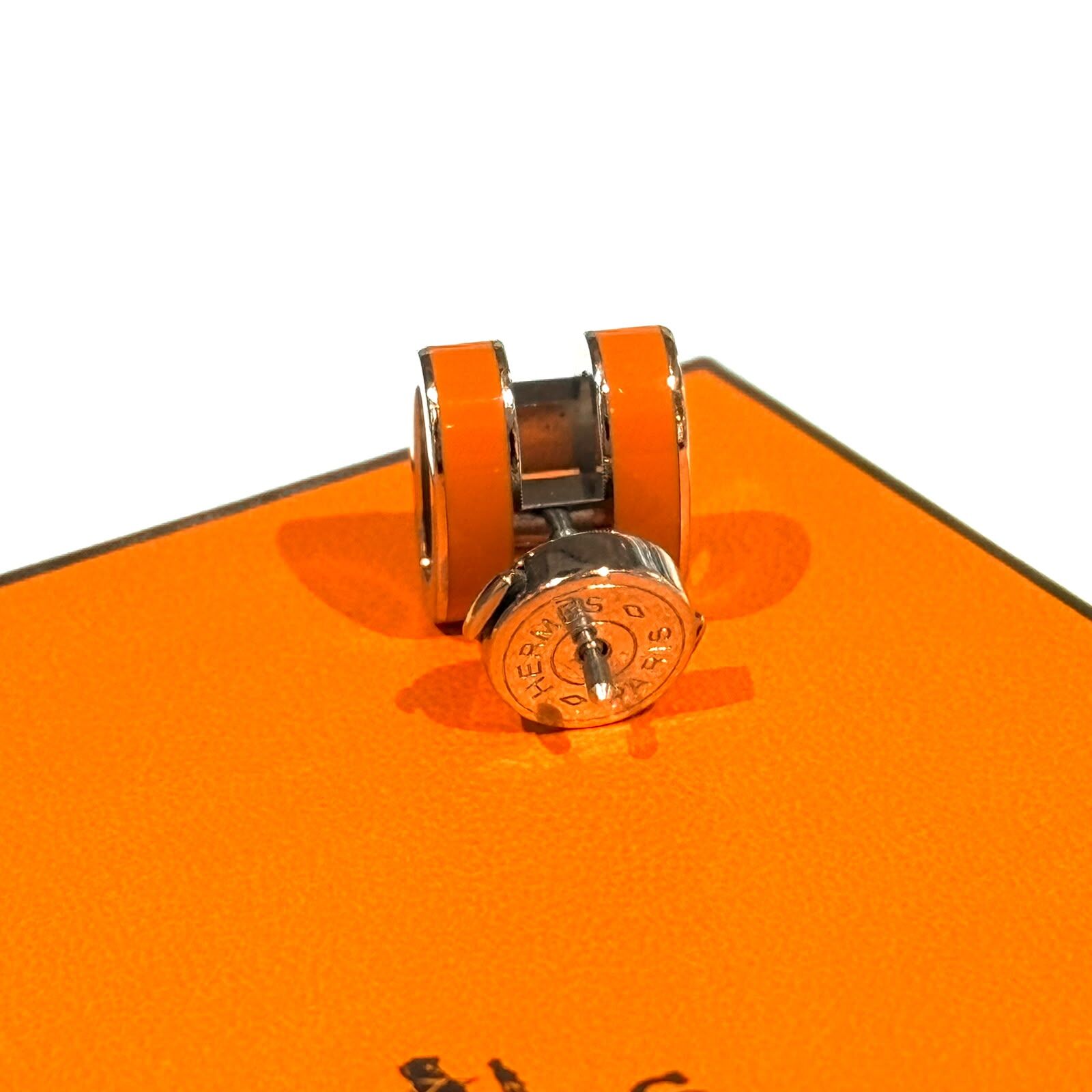 99%NEW二手HERMES耳環大POP H (橙x銀) 愛馬士Earring #香榭站正品
