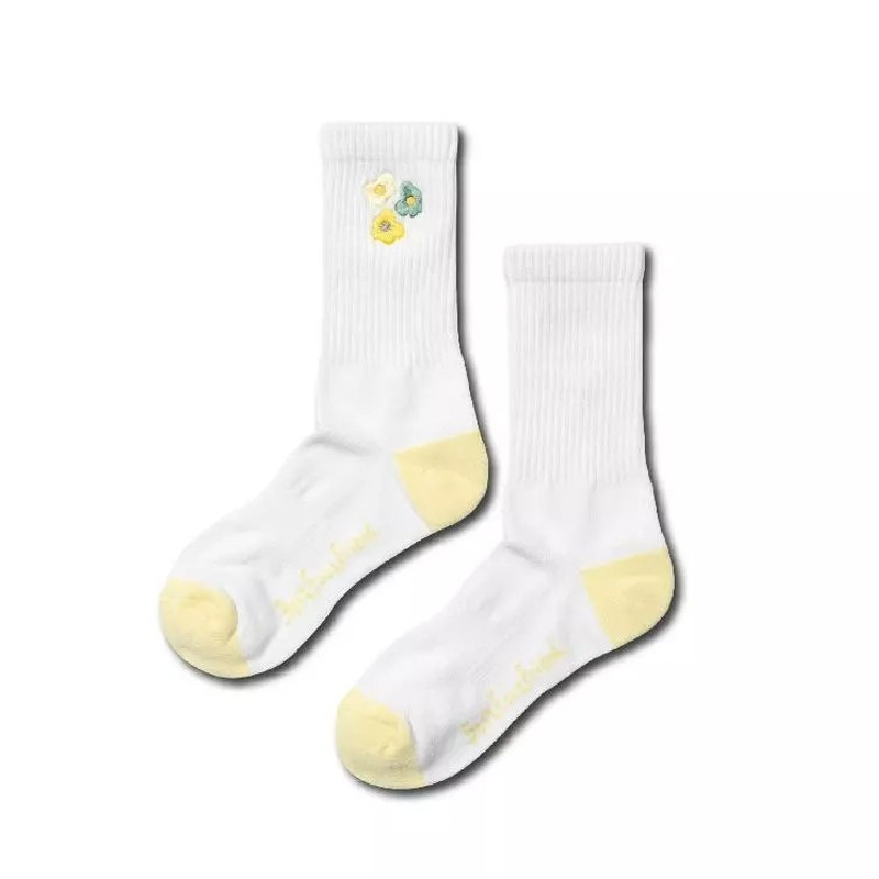 BFF Best Foot Friend Plumeria Socks 雞蛋花 中筒襪 小腿襪 白 BF25017-WH [台灣現貨]