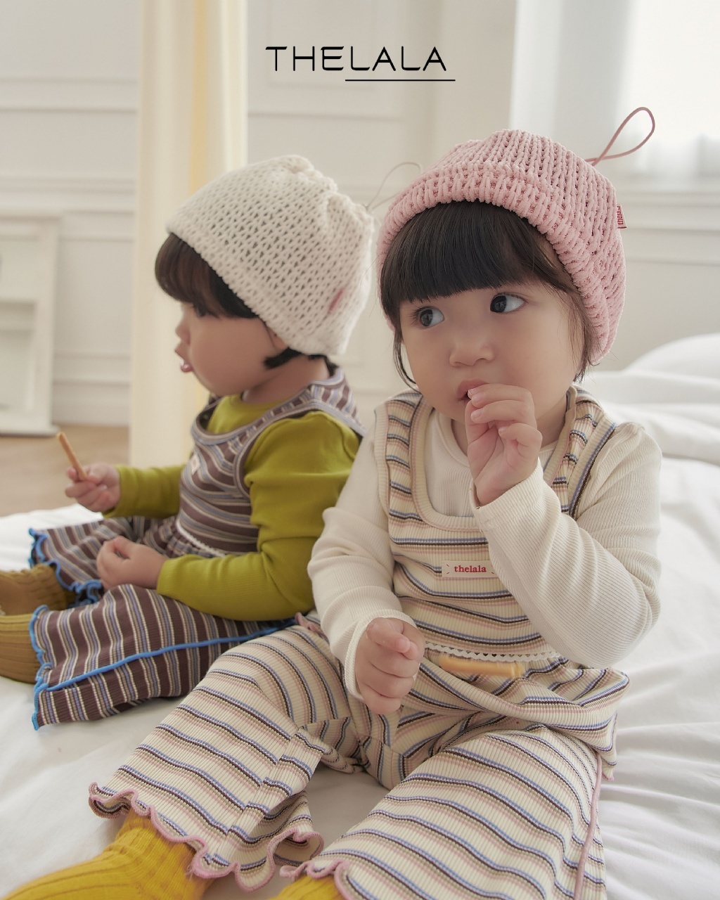 正韓秋Lalla 小童三色直條上衣