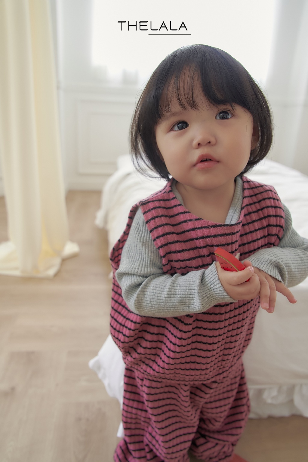 正韓秋Lalla 小童三色橫條寬背心