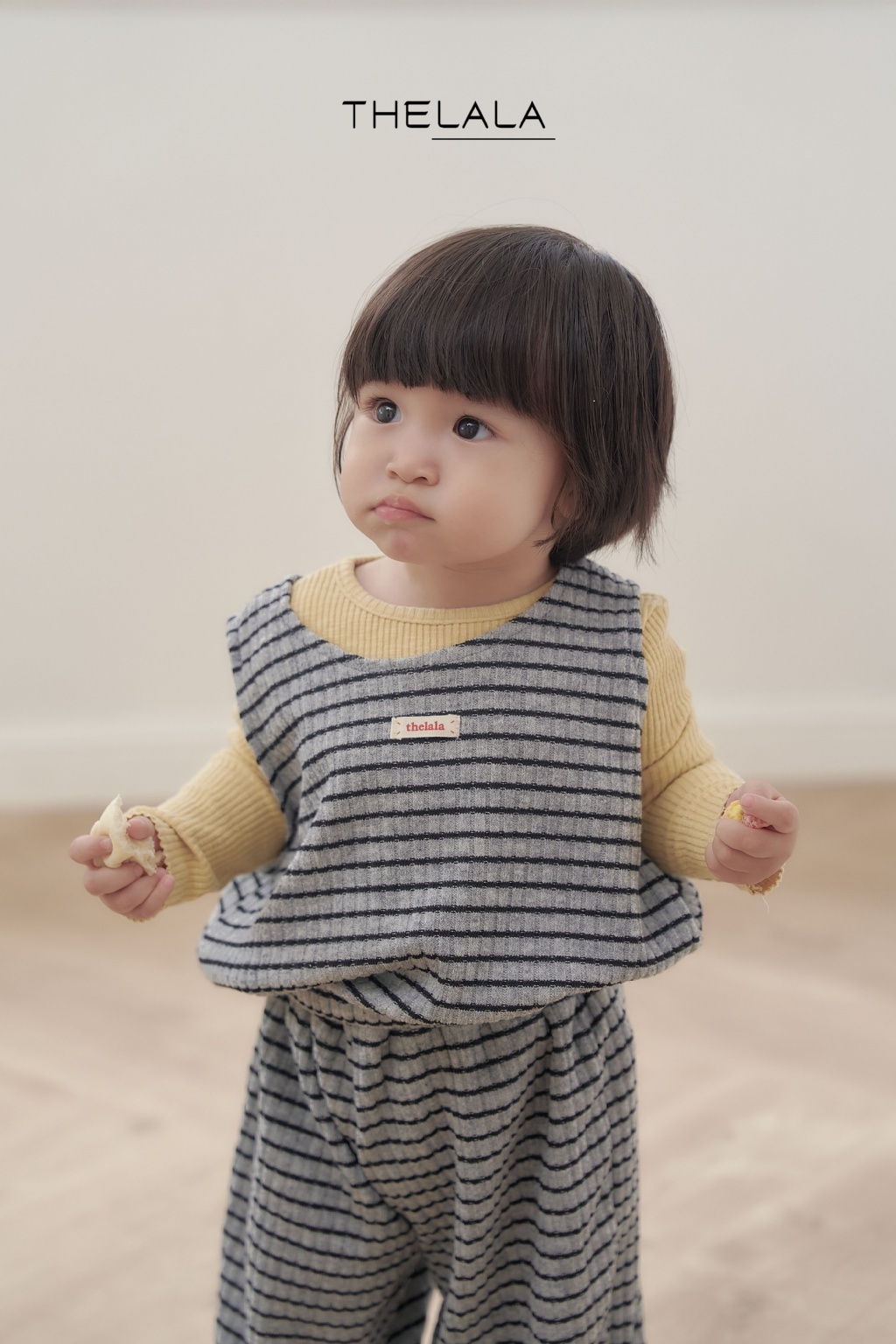 正韓秋Lalla 小童三色橫條寬背心