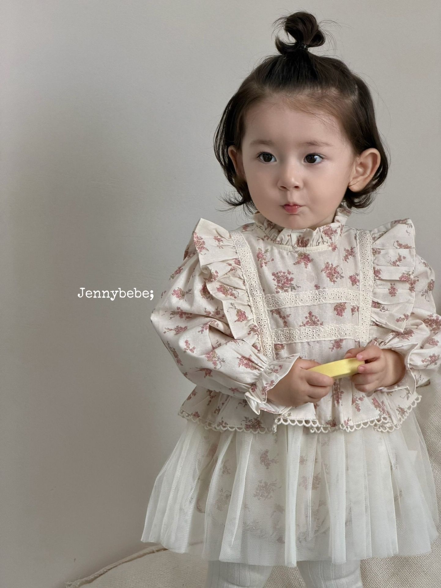 Jenny_粉色碎花飛袖包屁紗裙