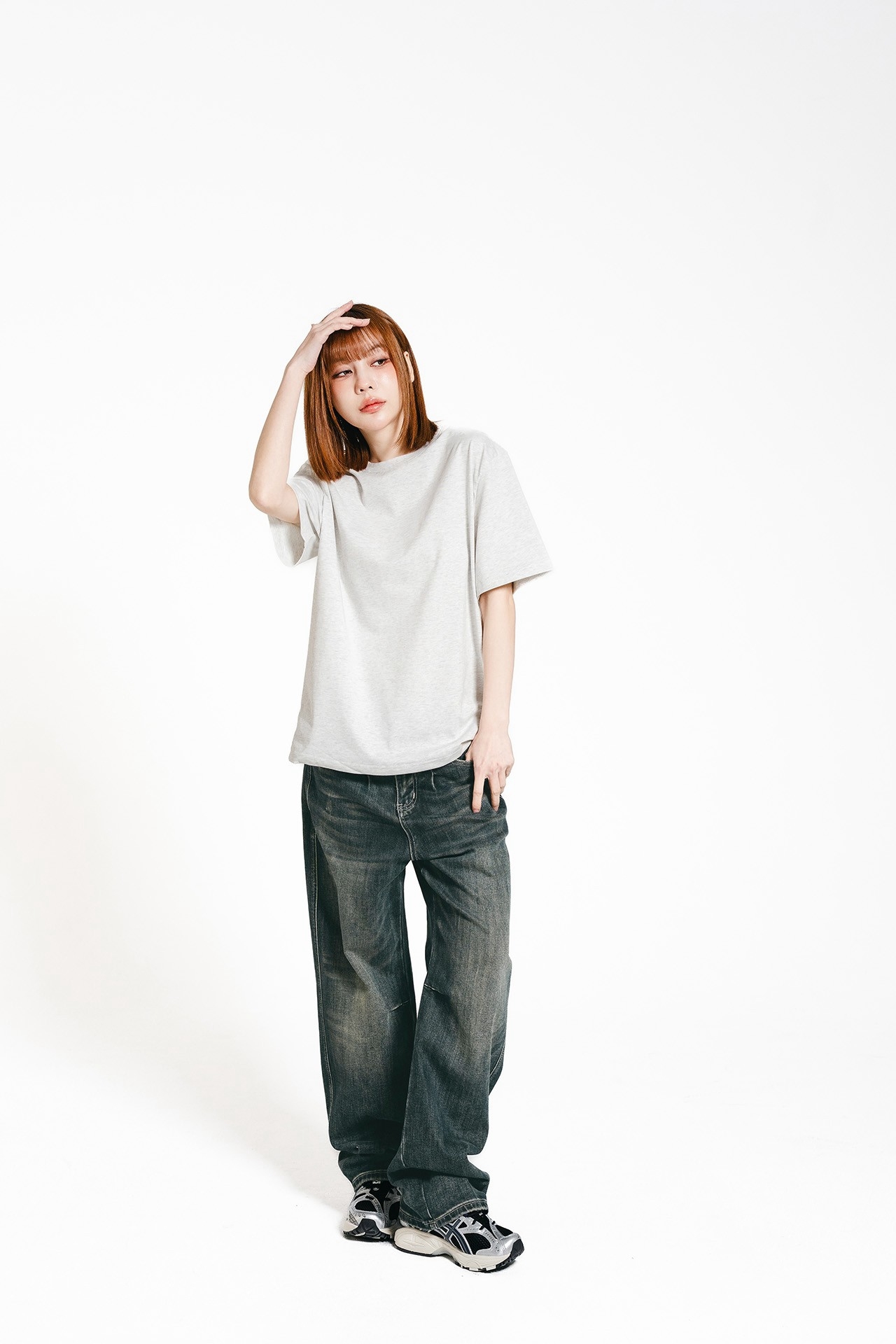 【逢甲 FUZZY】仿舊 刷色 牛仔 寬褲 PL88011
