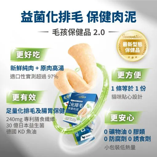 毛掌醫學 – 益菌化排毛保健肉泥 6g x 30包