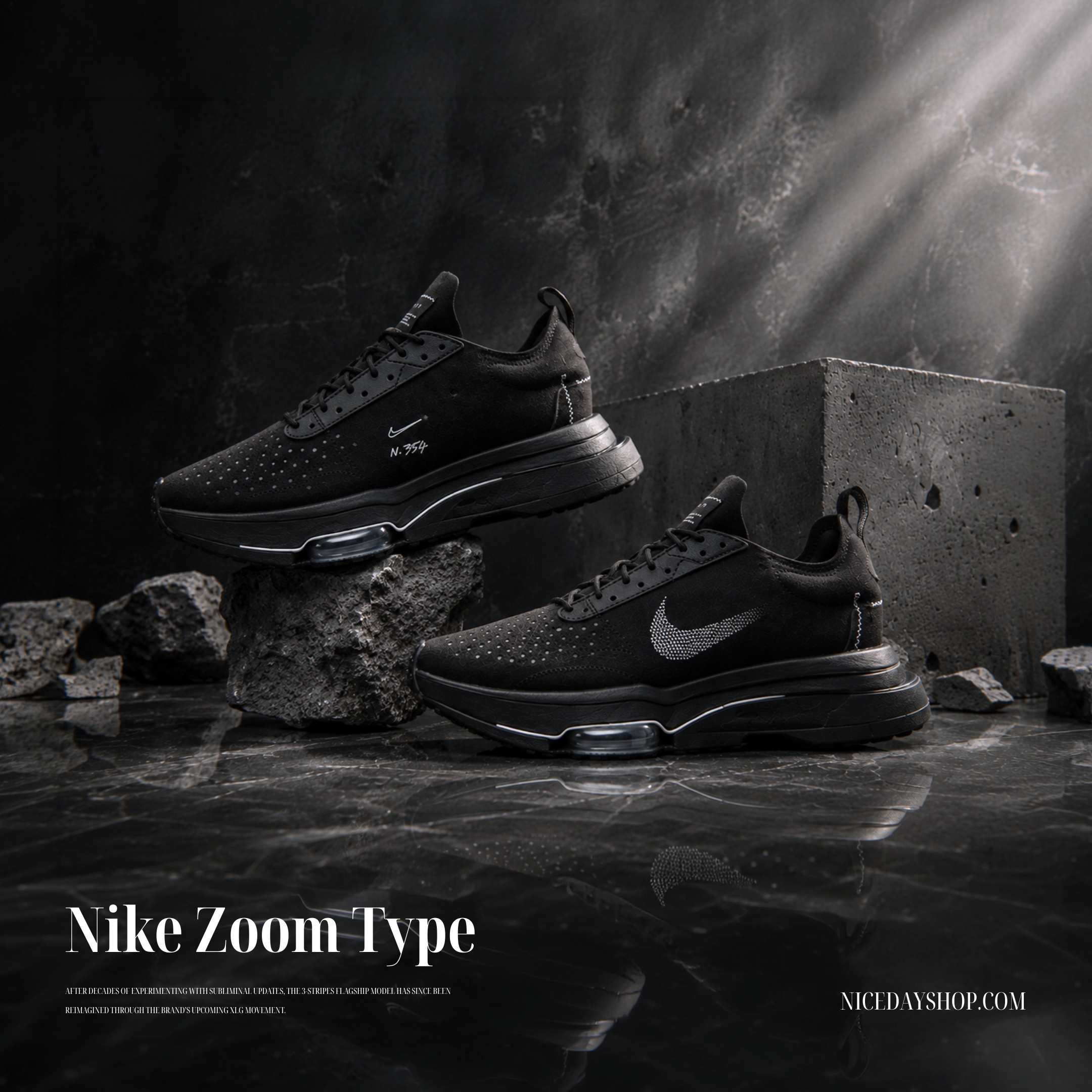 NICEDAY 代購 Nike Air Zoom N.354 黑武士 黑 黑色 全黑 黑白 厚底 增高 CJ2033-004