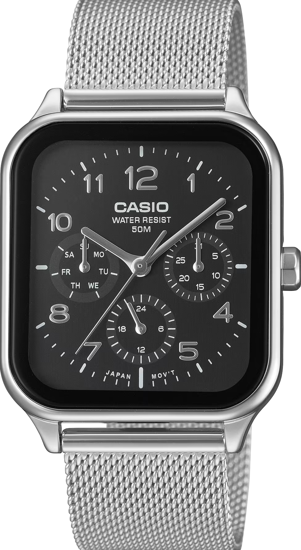 萬年鐘錶 - CASIO 卡西歐  復古方形三眼黑色面盤中性男女錶 MTP-M306M-1A 錶徑34MM