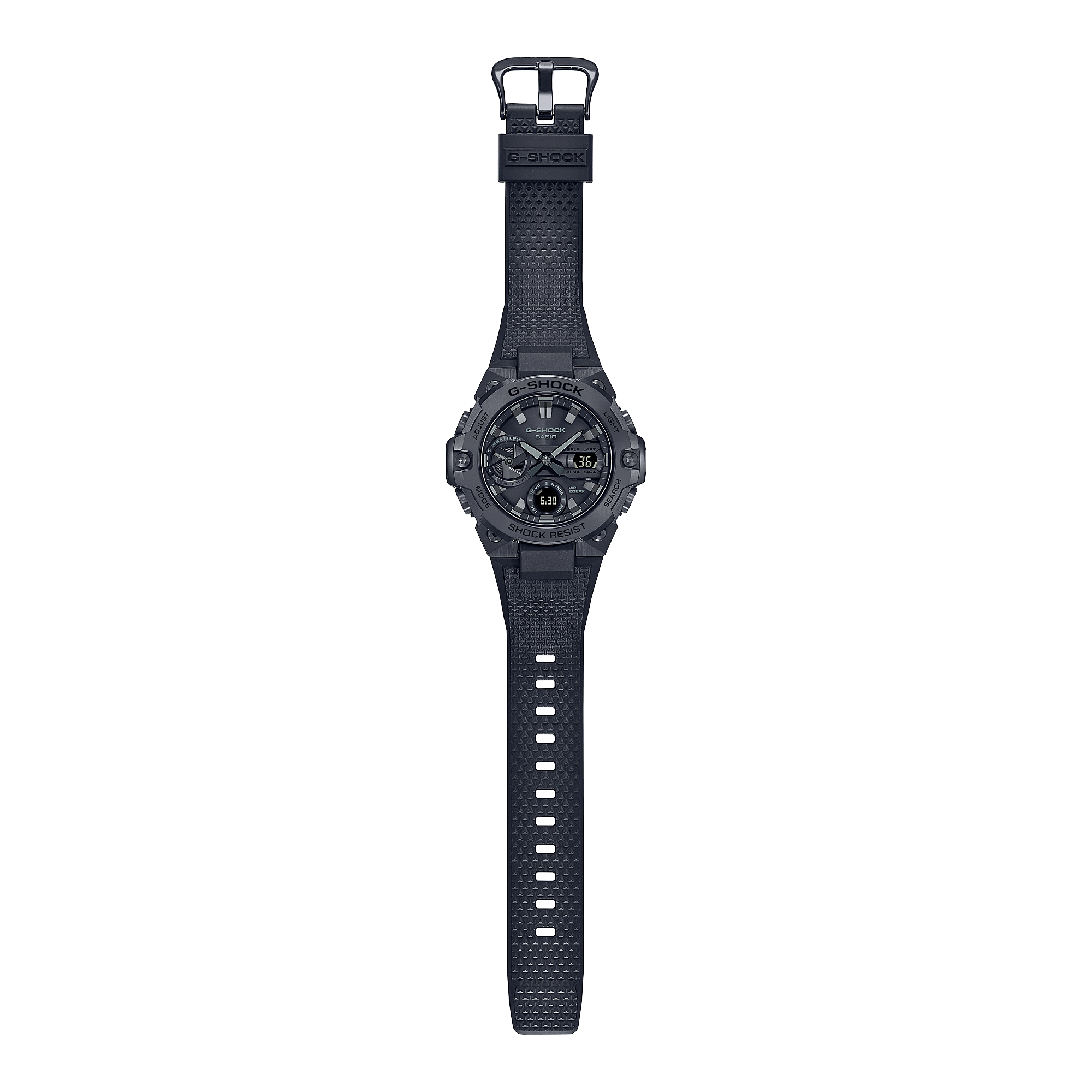 萬年鐘錶 - G-SHOCK  G-STEEL系列  黑色金屬外殼雙顯太陽能藍芽運動男錶  GST-B400BB-1A 錶徑 : 49.6mm