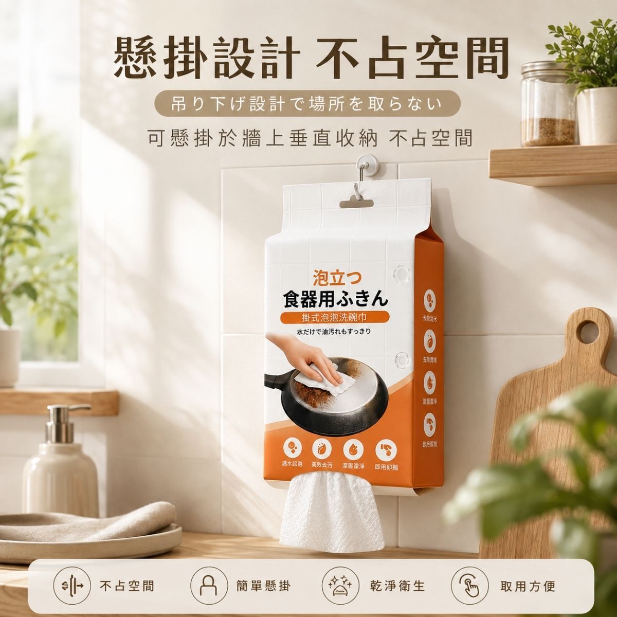 掛式泡泡洗碗巾30抽｜一次性洗碗布 廚房清潔巾 去油洗碗巾 乾濕兩用【輕鬆購五金百貨】