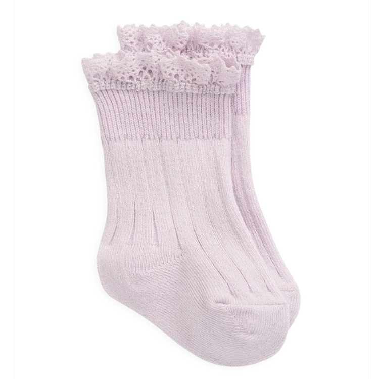 （預購）JAMIEKAY 螺紋荷葉邊長襪 Harper Knee High Sock - Popsicle