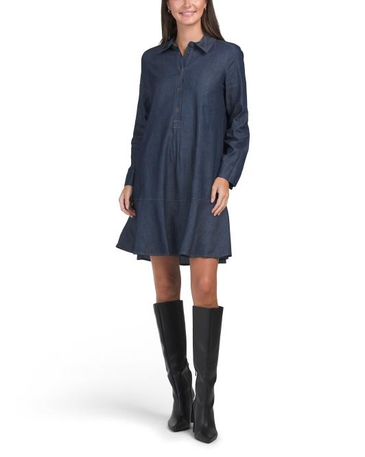 【預購】TOMMY HILFIGER H081201 女裝荷葉邊連衣裙 (深藍色)