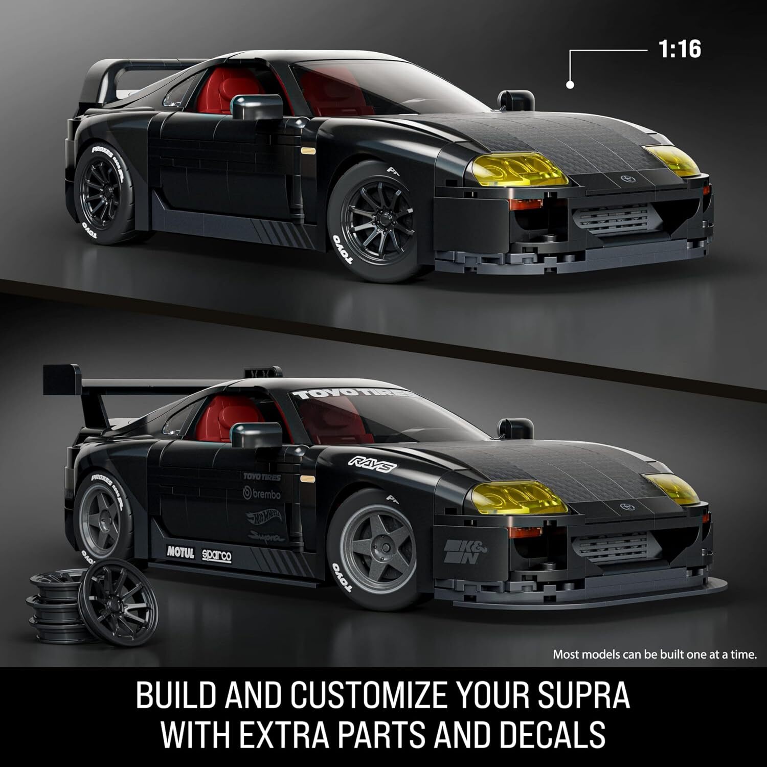 美泰兒X風火輪系列 豐田 ’94 Toyota Supra Mk IV 收藏積木套組 (附1/64合金車)