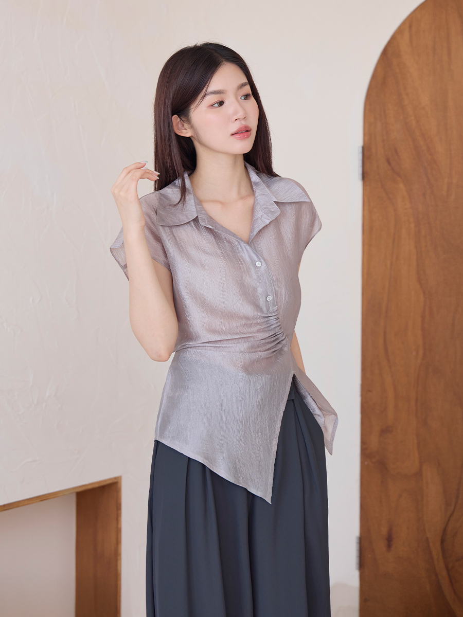 OH!HER 絲光壓紋綁帶設計無袖上衣