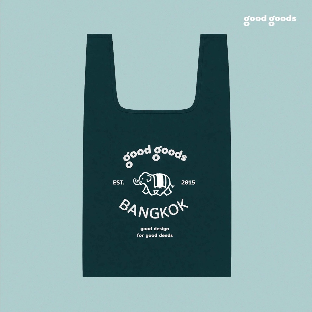 【 泰國連線 】Good Goods 限定款大象折疊防水尼龍購物袋
