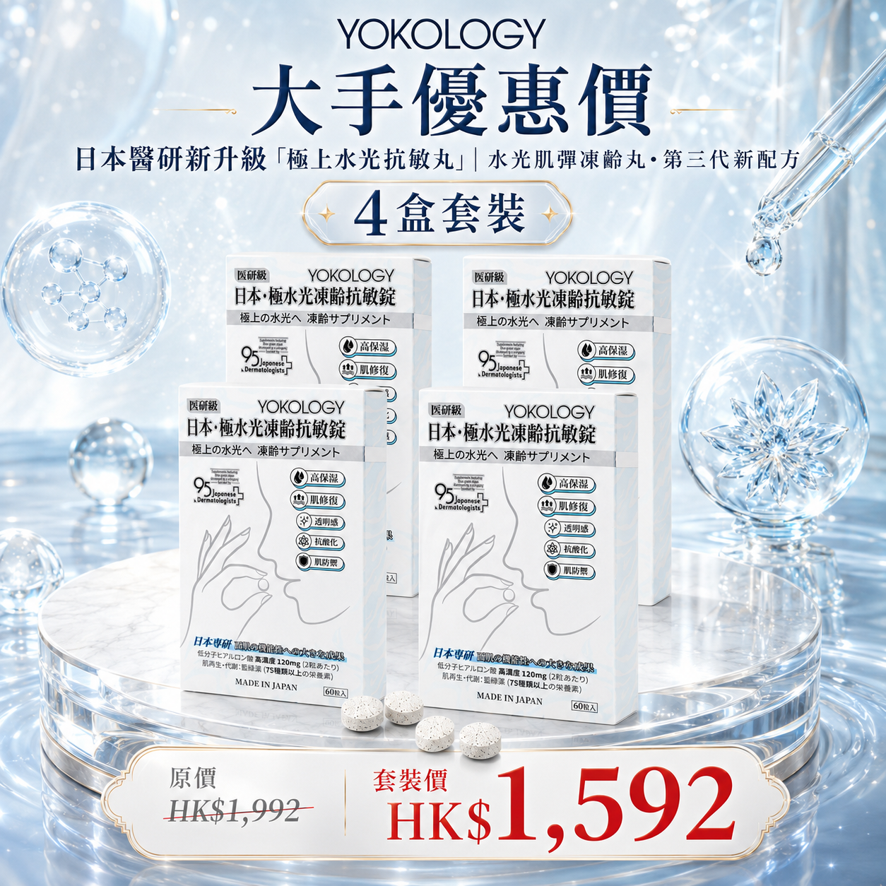 日本醫研升級・最新第三代「極上水光抗敏丸」/ 4盒（原價：$1,872）
