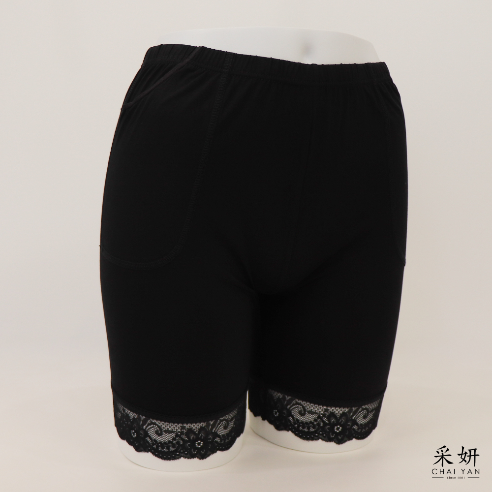 蕾絲拼接彈力包覆安全褲