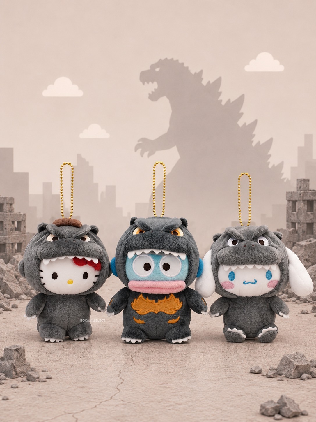 GODZILLA x SANRIO 三麗鷗家族 哥吉拉聯名系列 吊飾 鑰匙圈 七款