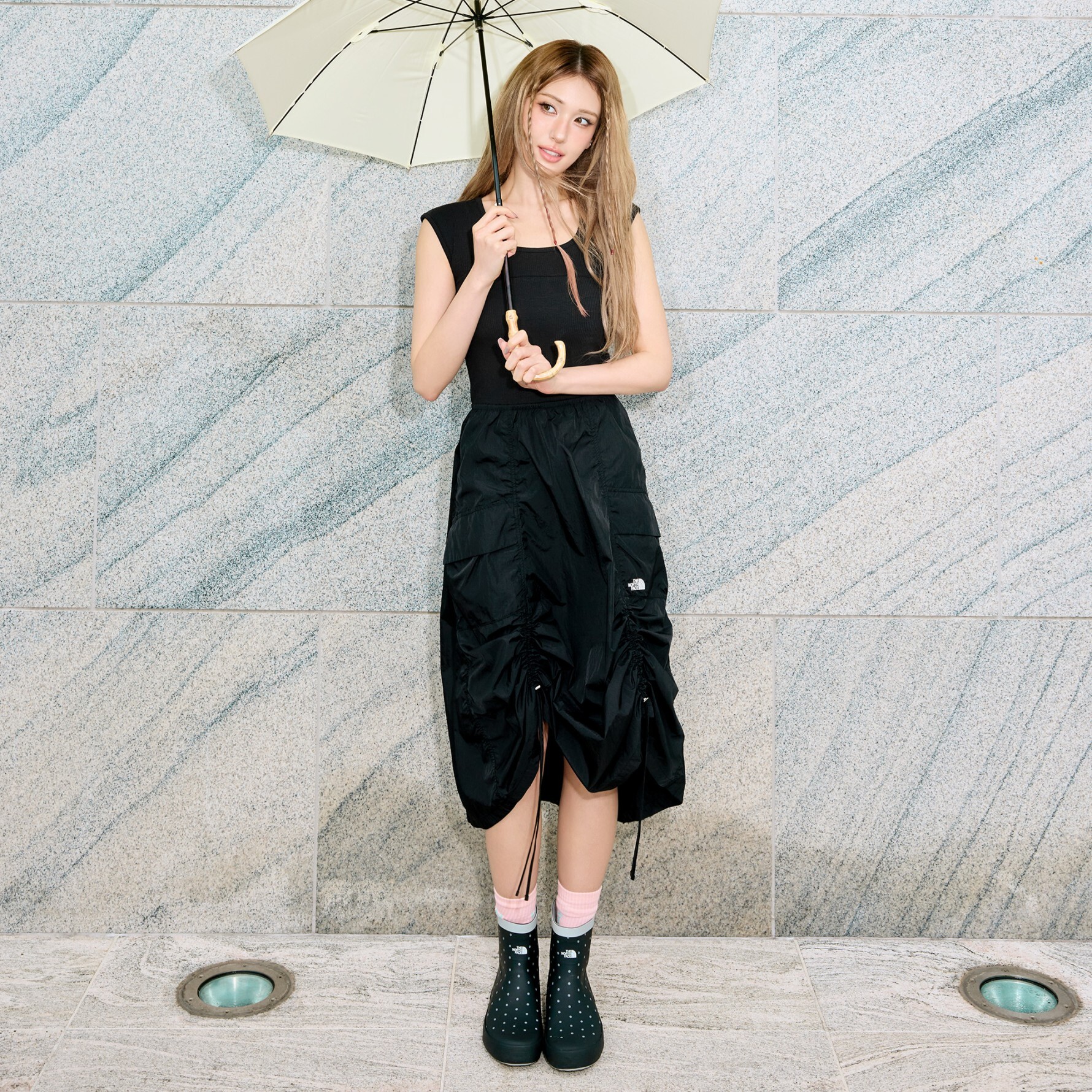 【代購/SOMI同款】 TNF 26SS RITA 無袖長版連身裙 NT7ZS31 兩色 拼接抽繩