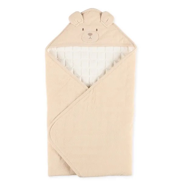 【Nishimatsuya】Baby Swaddle Blanket with Bear Ears (Beige)