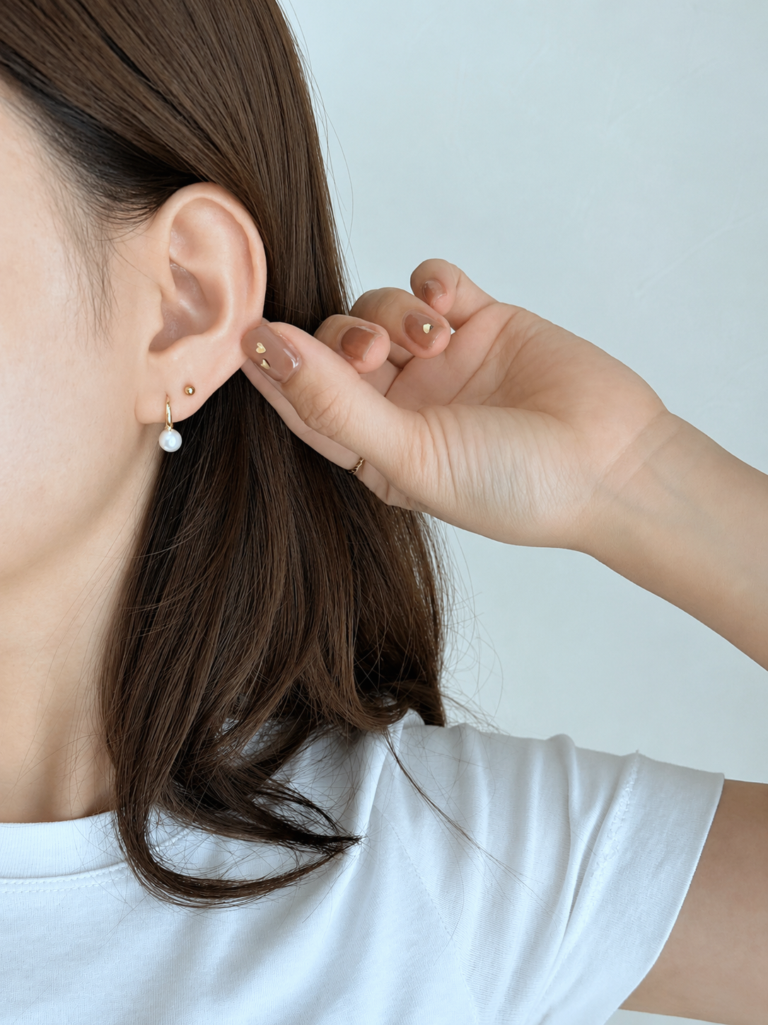 S925 petit pearl hook pierce