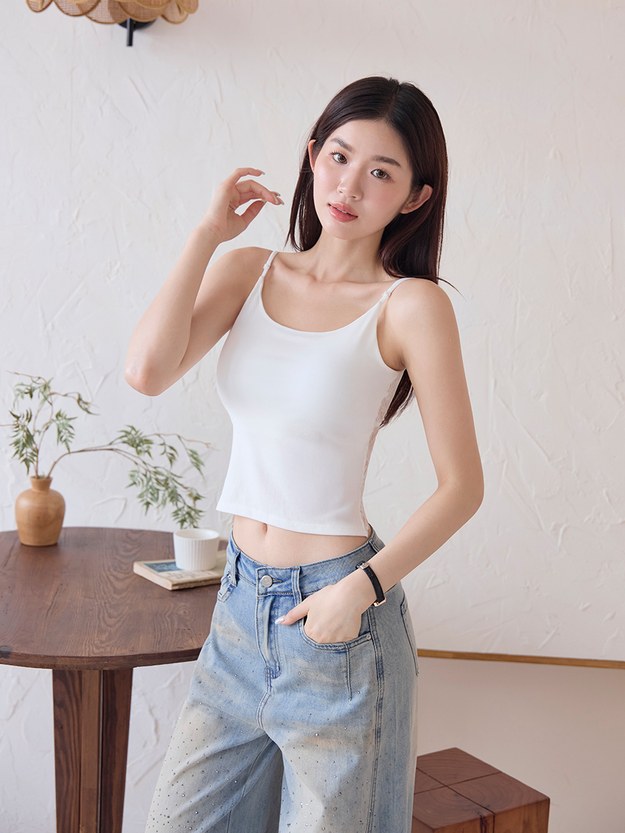 美背蕾絲可調肩帶bra top(91%萊賽爾)(0818)
